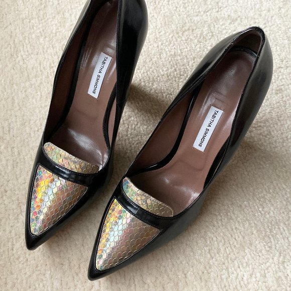 Tabitha Simmons rainbow Python Snake loafer heels - Picture 3 of 5